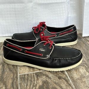 Lacoste Boat Deck Shoe Slip On Navy Blue Red Mens Size 11